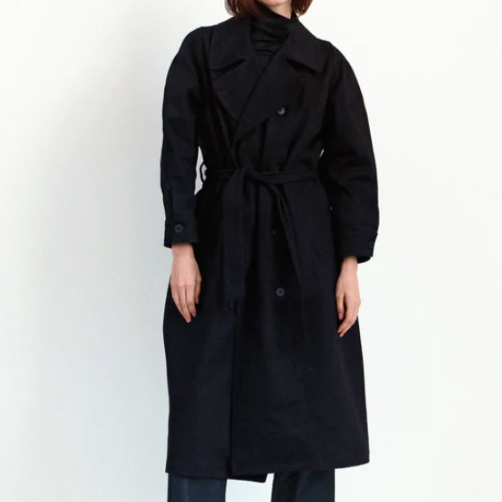 NWT Jesse Kamm Car Coat in Black Japanese Denim, XS/S